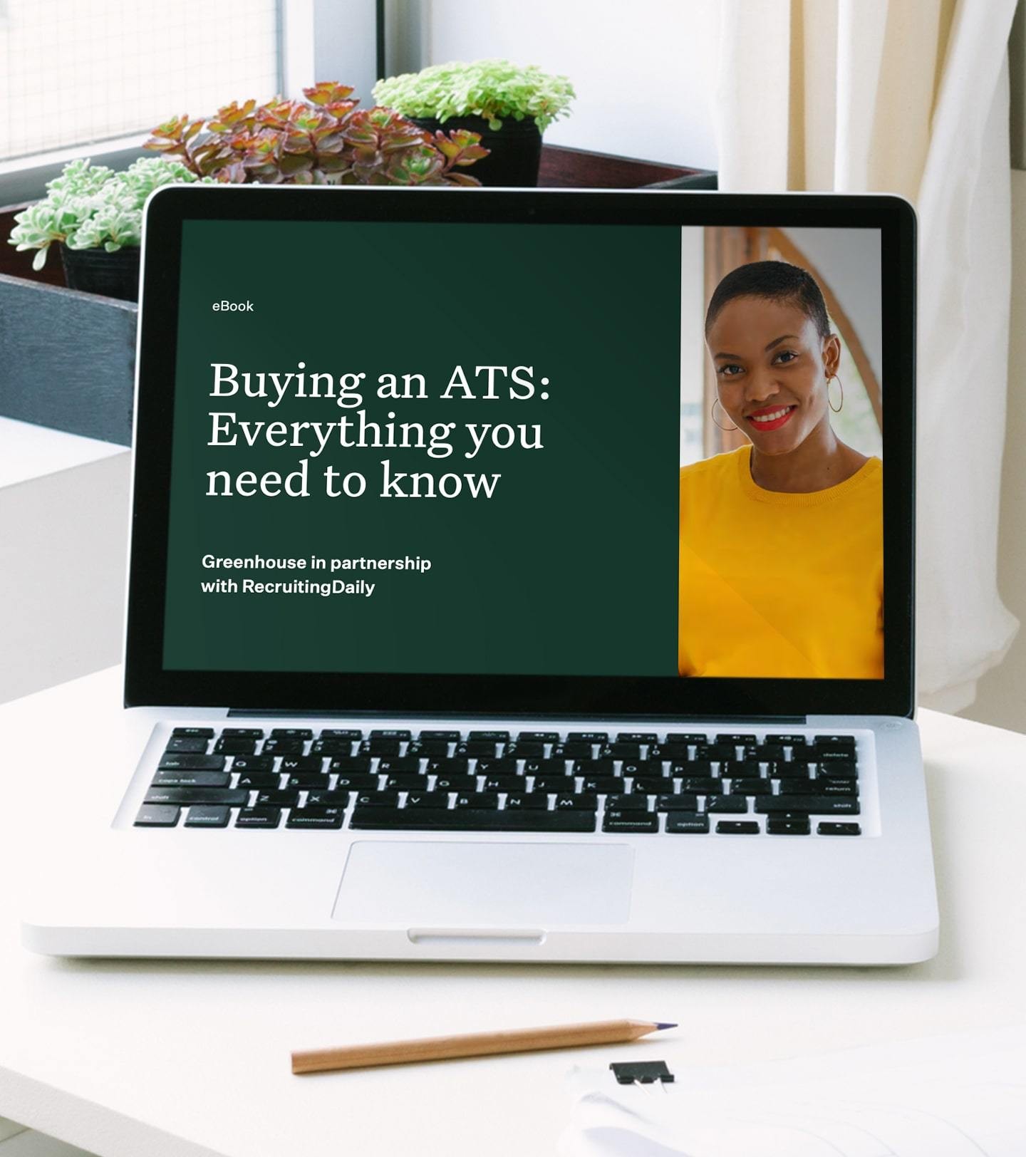 Laptop computer with Greenhouse e Book on screen