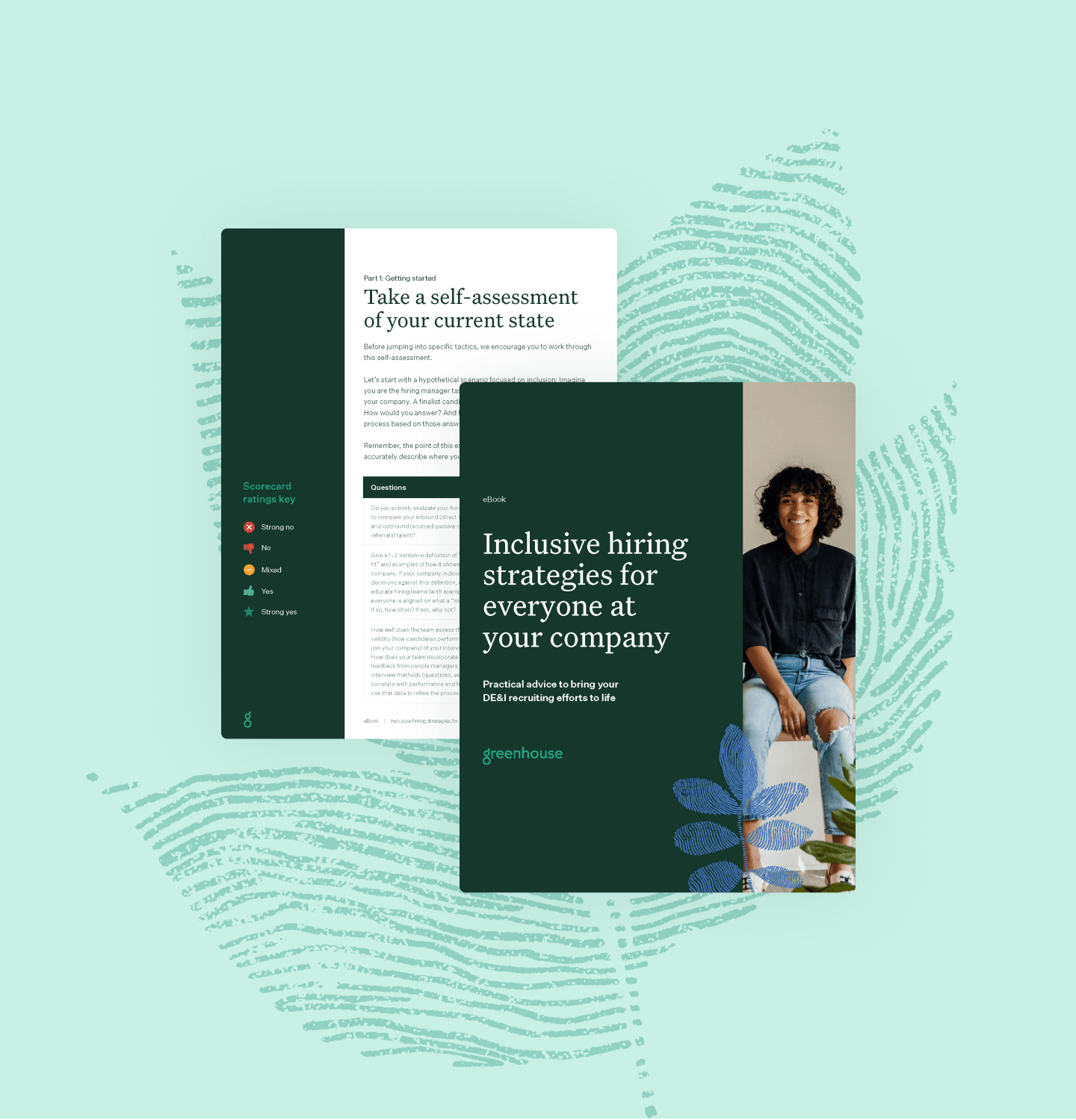 Greenhouse inclusive hring strategies ebook green fingerprint leaf collage