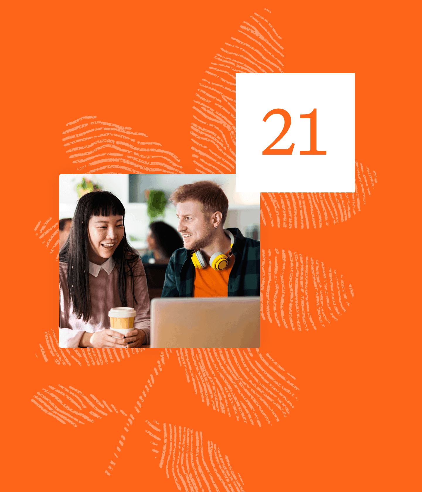 Photo of an Asian woman and White man in front of a laptop